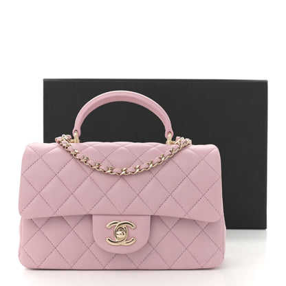 Chanel Lambskin Quilted Mini Top Handle Rectangular Flap Light Pink 11 of 11