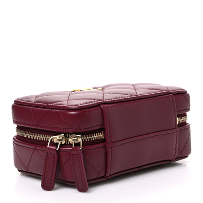 Chanel Lambskin Quilted Top Handle Mini Vanity Case Burgundy 4 of 10