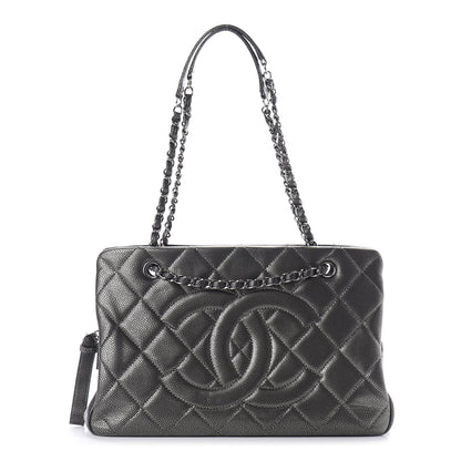 Chanel Metallic Caviar Quilted CC Tote Dark Silver 1 of 22