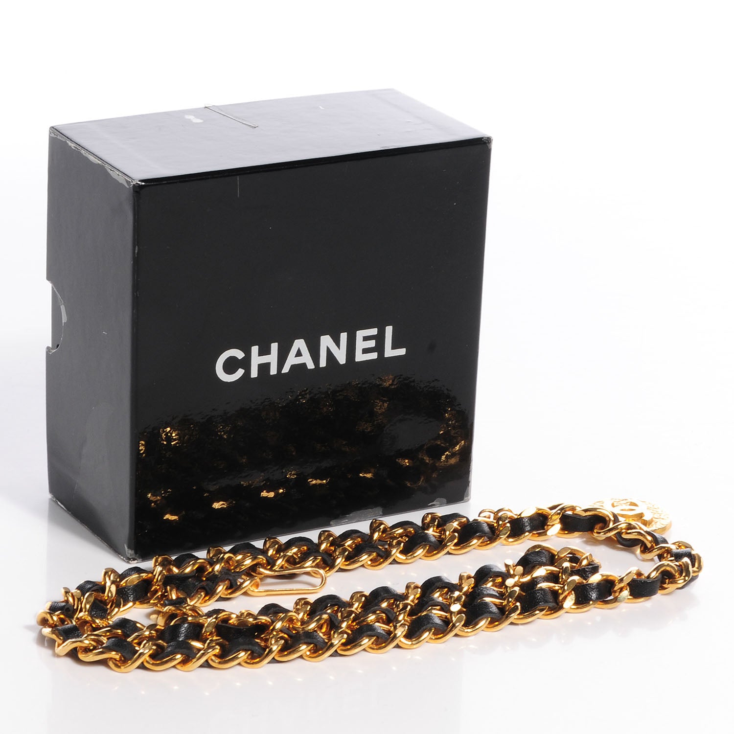 Chanel Leather Gold Chain Link CC Medallion Belt Black 6 of 6
