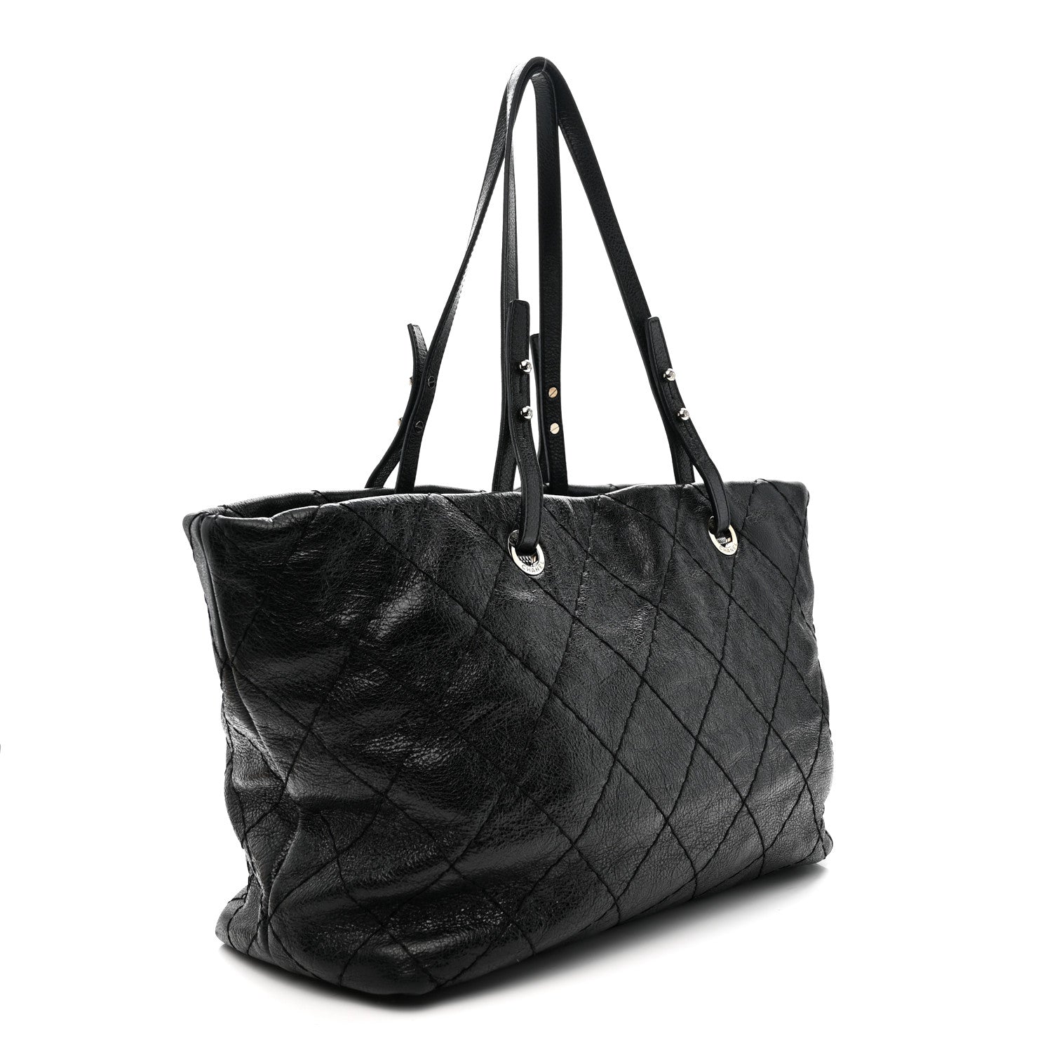 Chanel Glazed Calfskin Large On The Road Tote Black 3 of 11