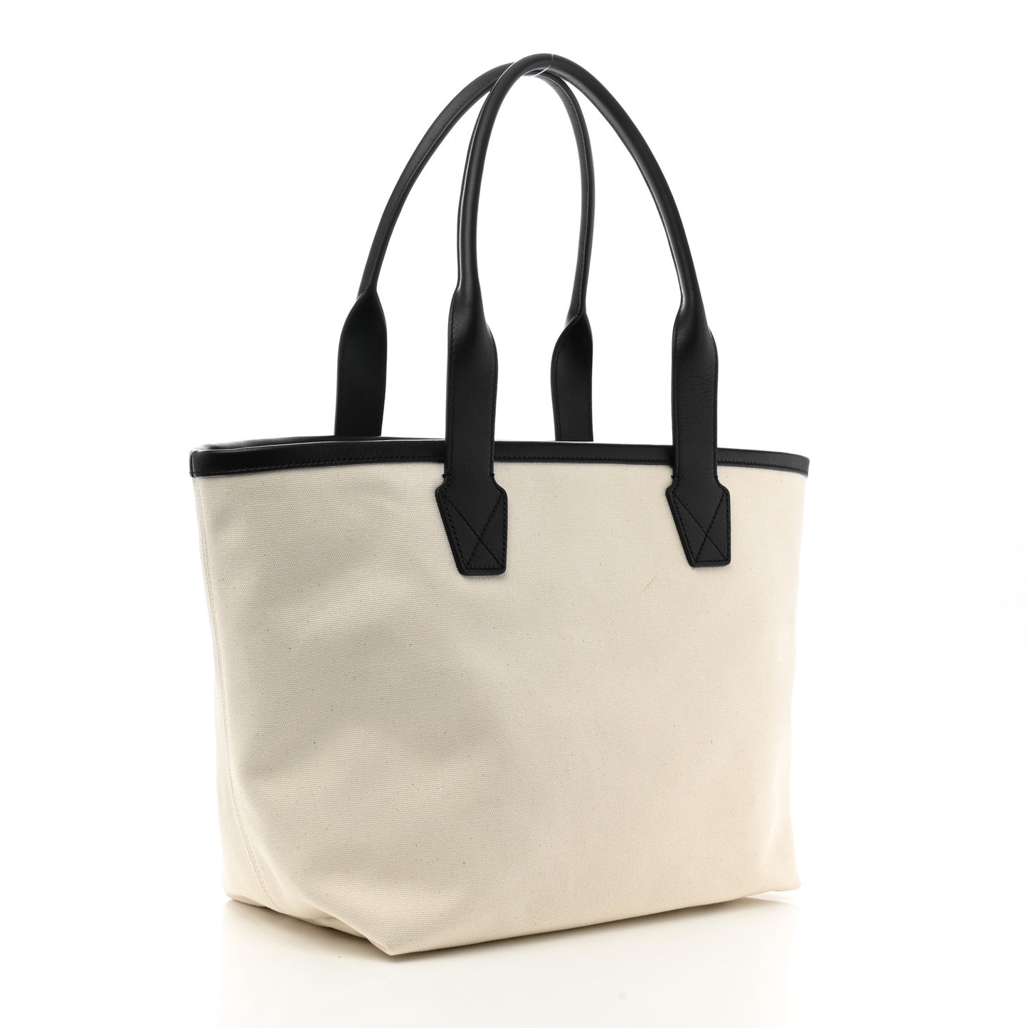 Cotton Canvas Calfskin Cities Paris Jumbo Small Tote Bag White