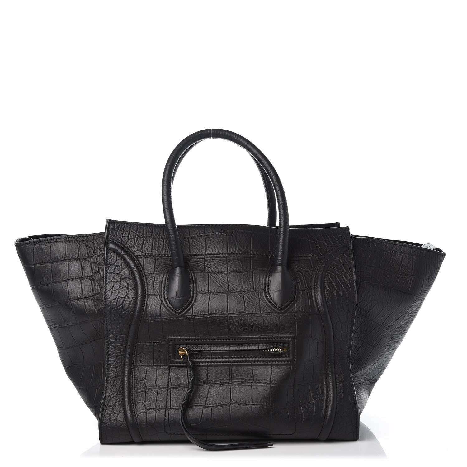 Celine Crocodile Embossed Calfskin Large Phantom Luggage Black 1 of 14