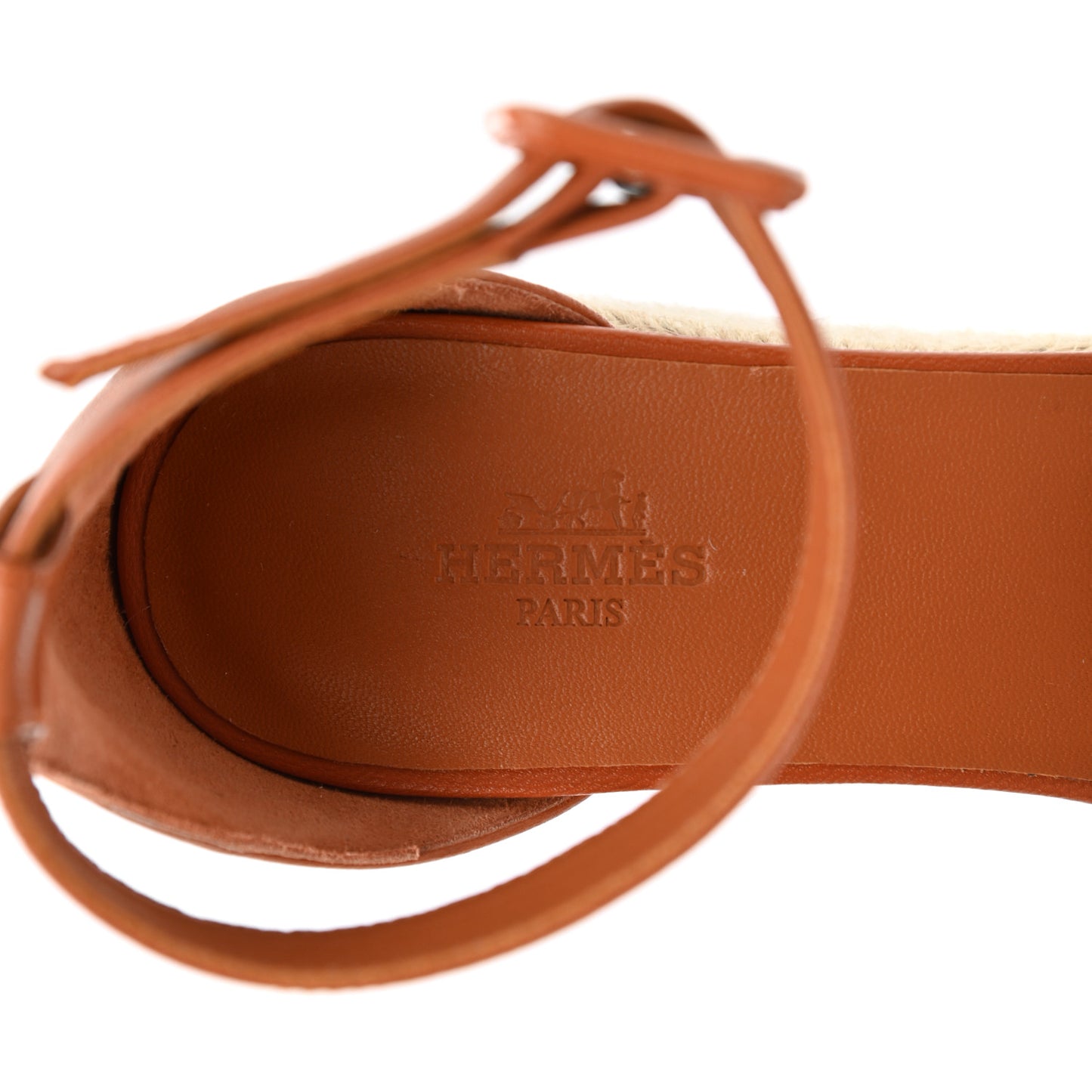 Goatskin Elda Espadrille Wedge Sandals 38 Marron Glaise