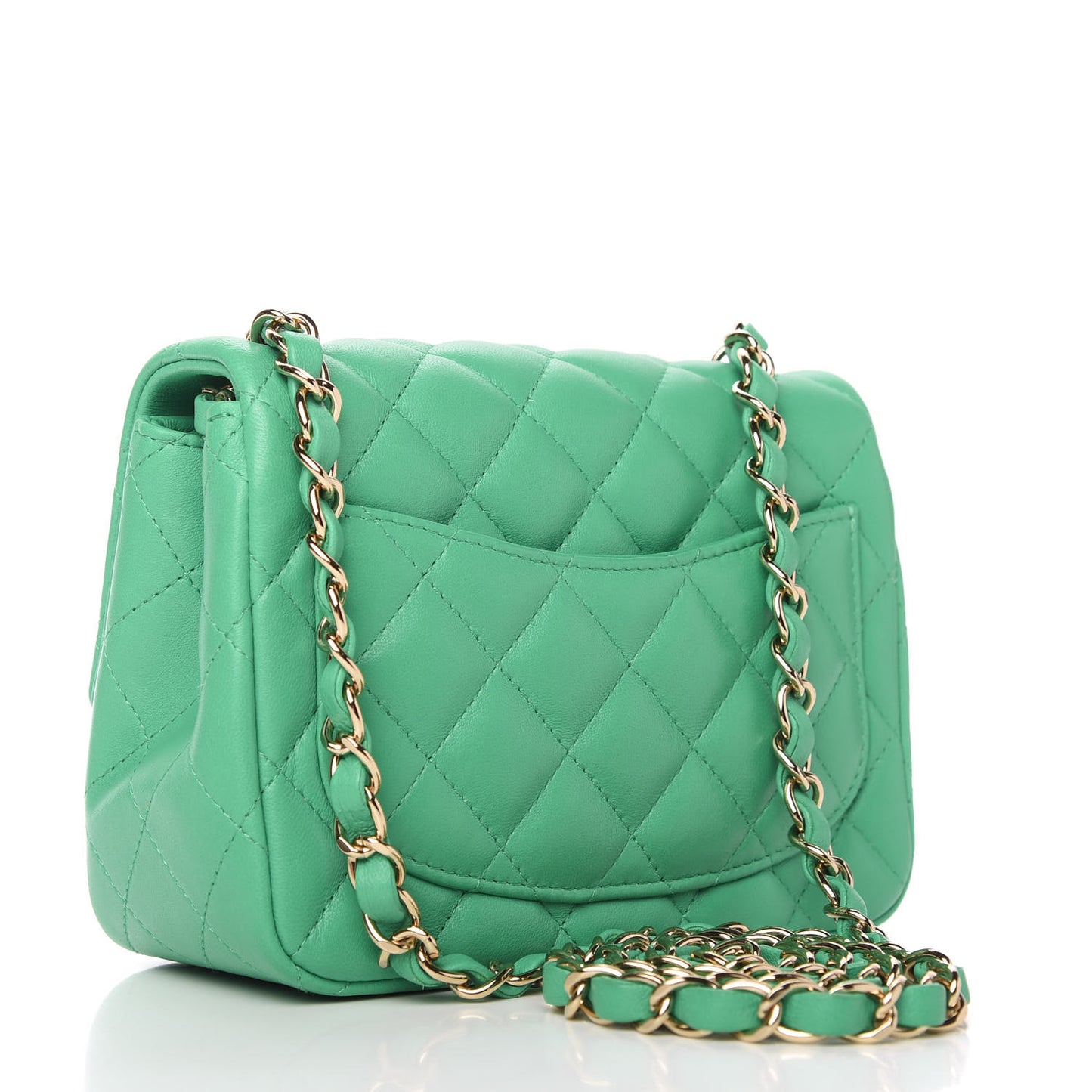 Lambskin Quilted Mini Square Flap Green