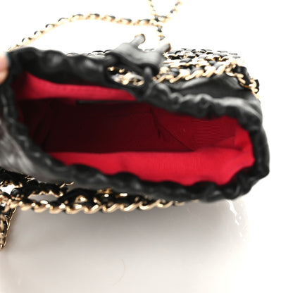 Chanel Lambskin Quilted Round Caged Chain Around Crossbody Black 7 of 10