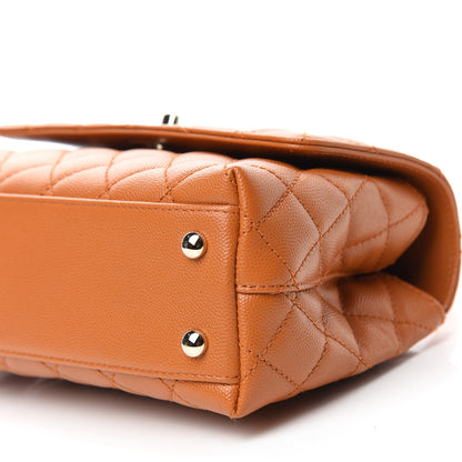 Chanel Caviar Quilted Mini Coco Handle Flap Light Brown 7 of 11