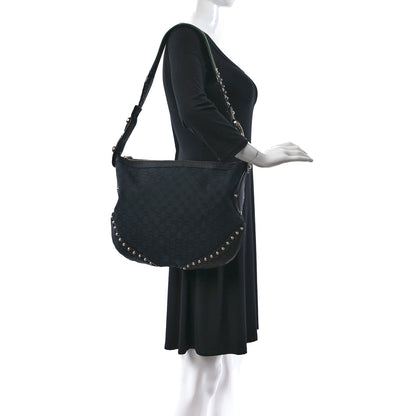 Gucci Monogram Pelham Studded Shoulder Bag Black 2 of 12