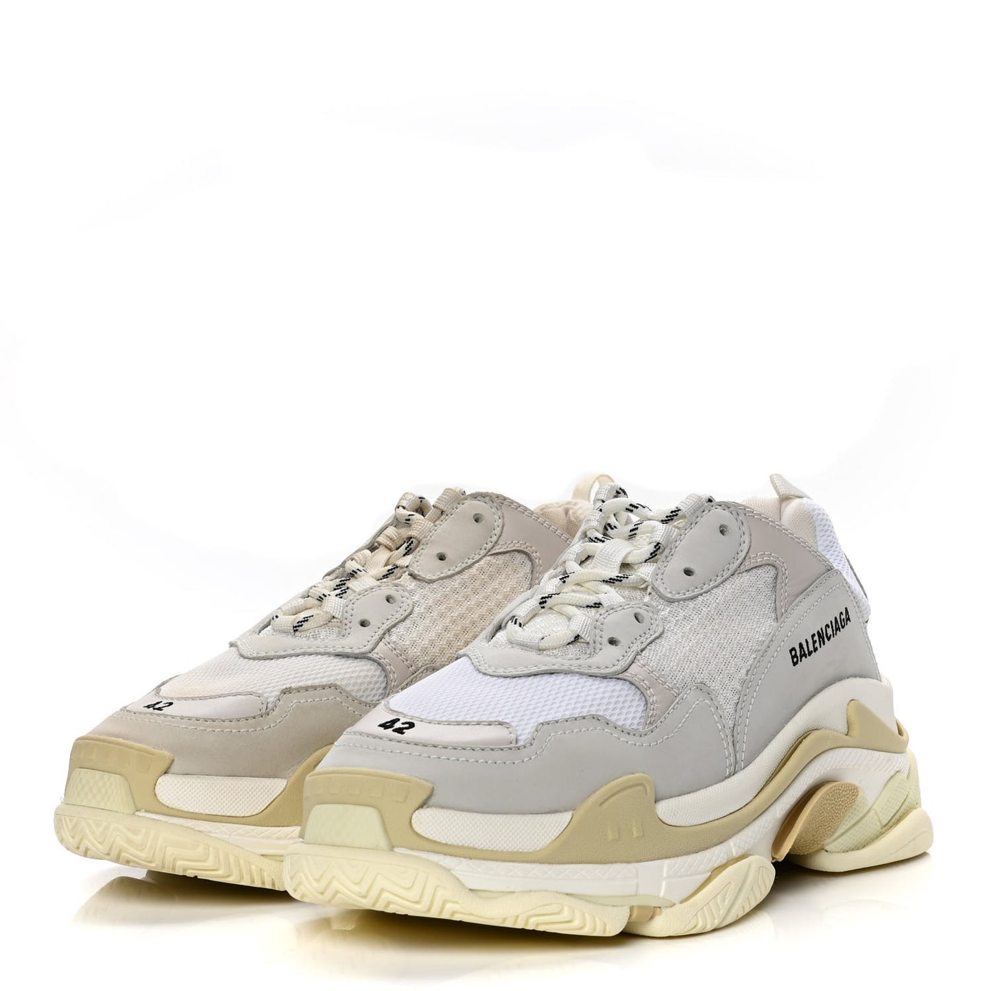 Fabric Mesh Mens Triple S Sneakers 42 White