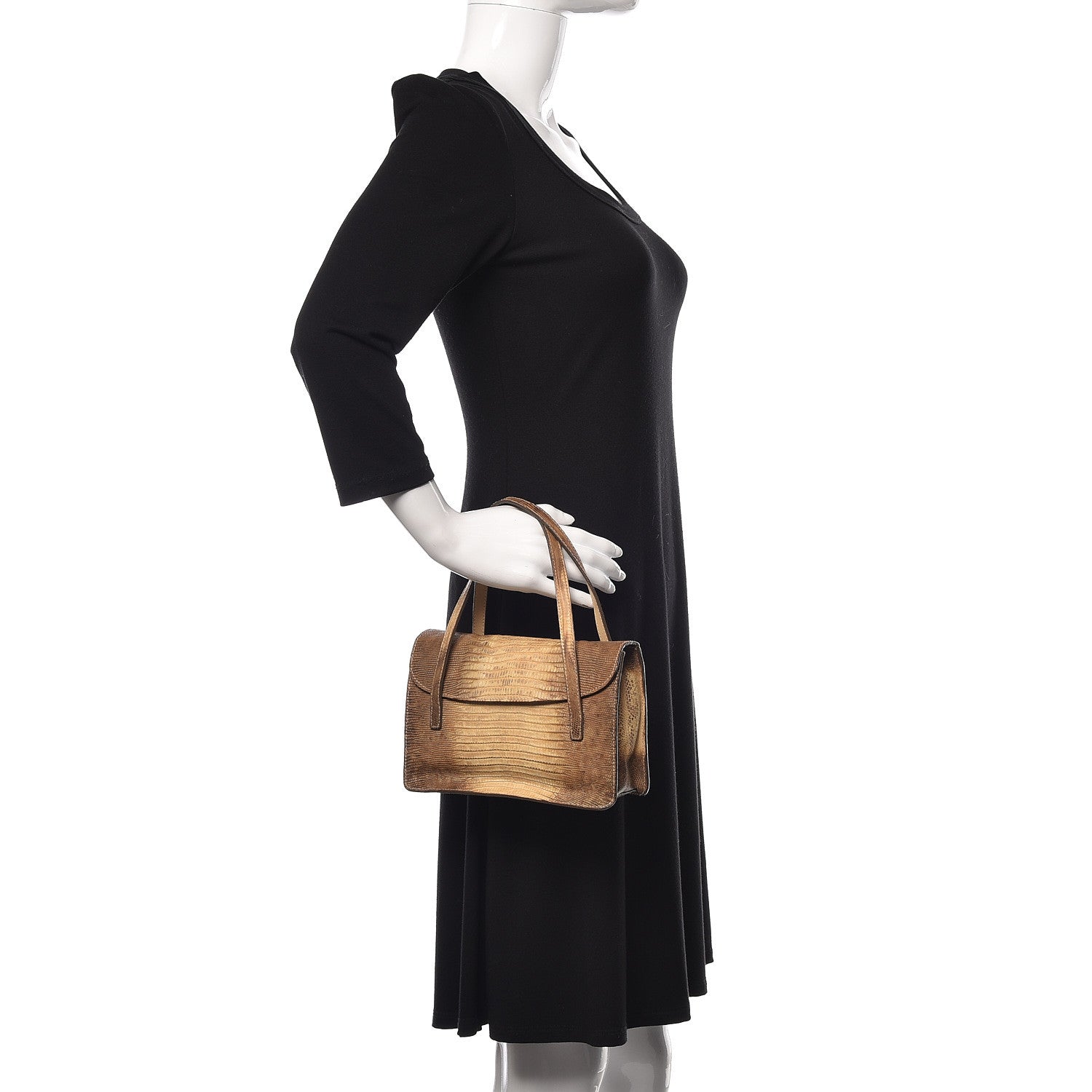 Alaia Lizard Calfskin Embossed Top Handle Flap 2 of 11