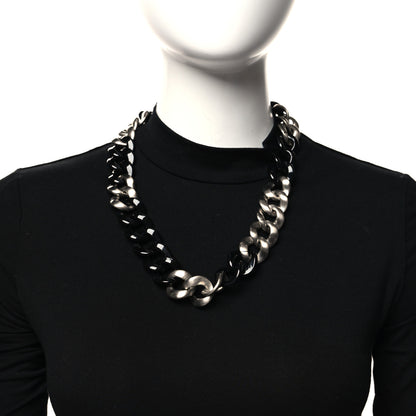 Chanel Metal Resin CC Chain Link Necklace Black Silver 2 of 4