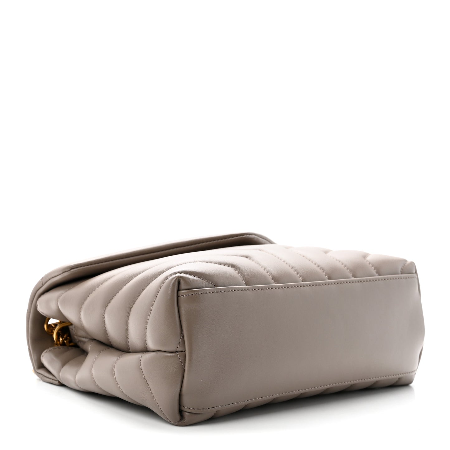 Calfskin Y Quilted Monogram Small Loulou Chain Satchel Greyish Brown