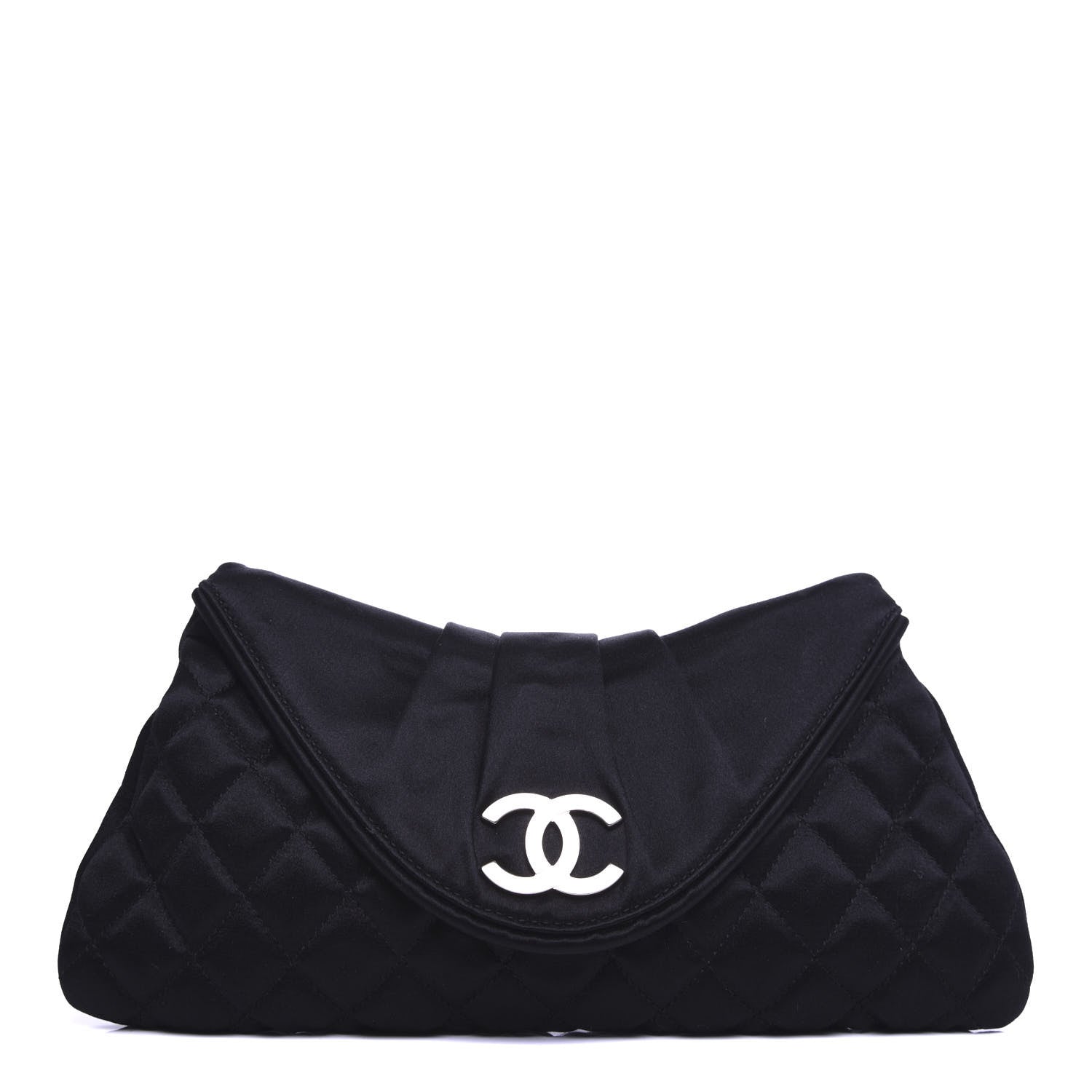 Chanel Satin Quilted Flap Clutch Black 1 of 7