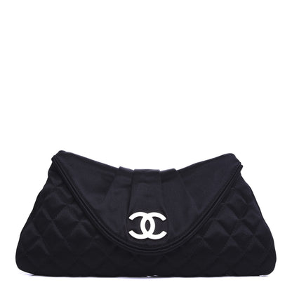 Chanel Satin Quilted Flap Clutch Black 1 of 7