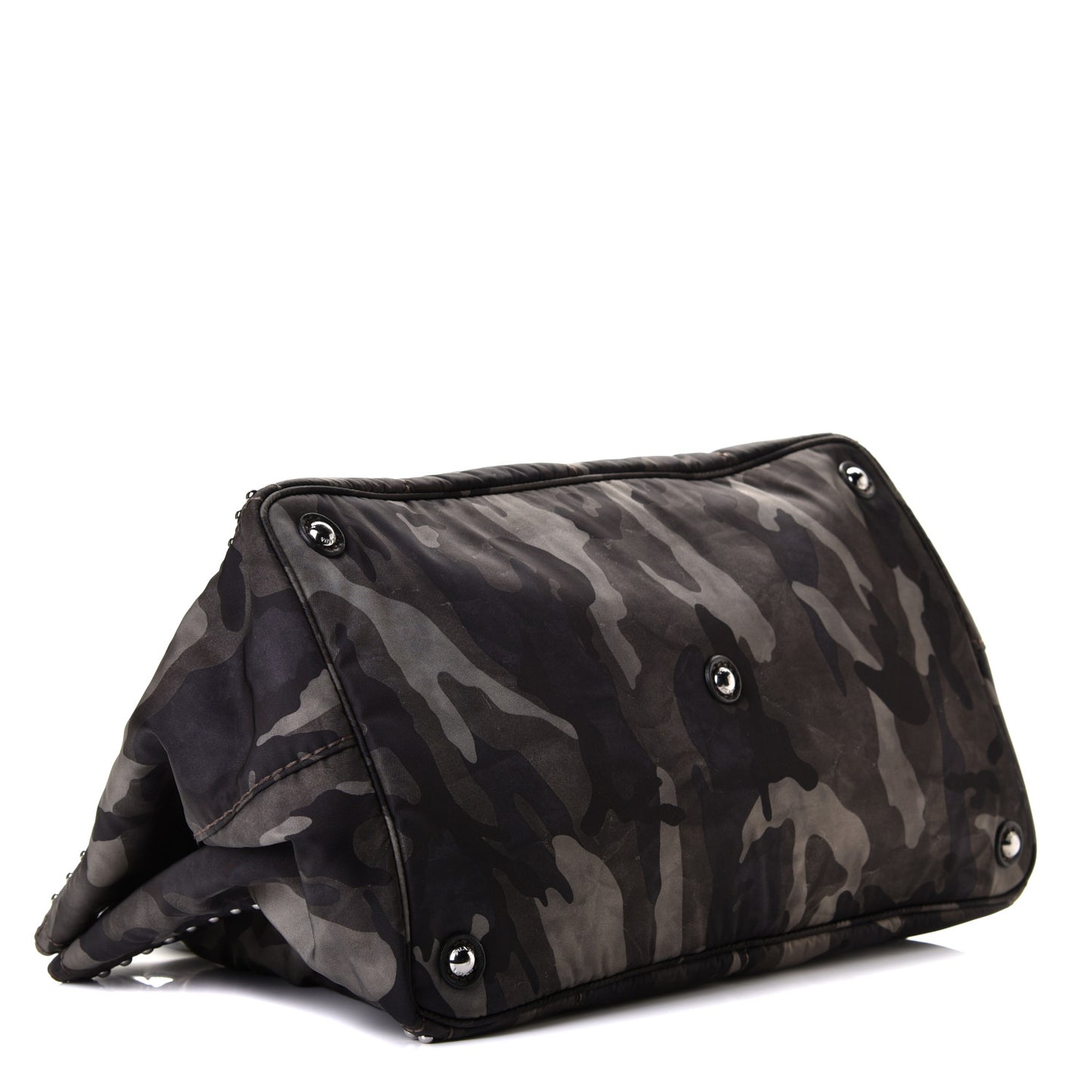 Tessuto Nylon Studded Camouflage Tote Fumo