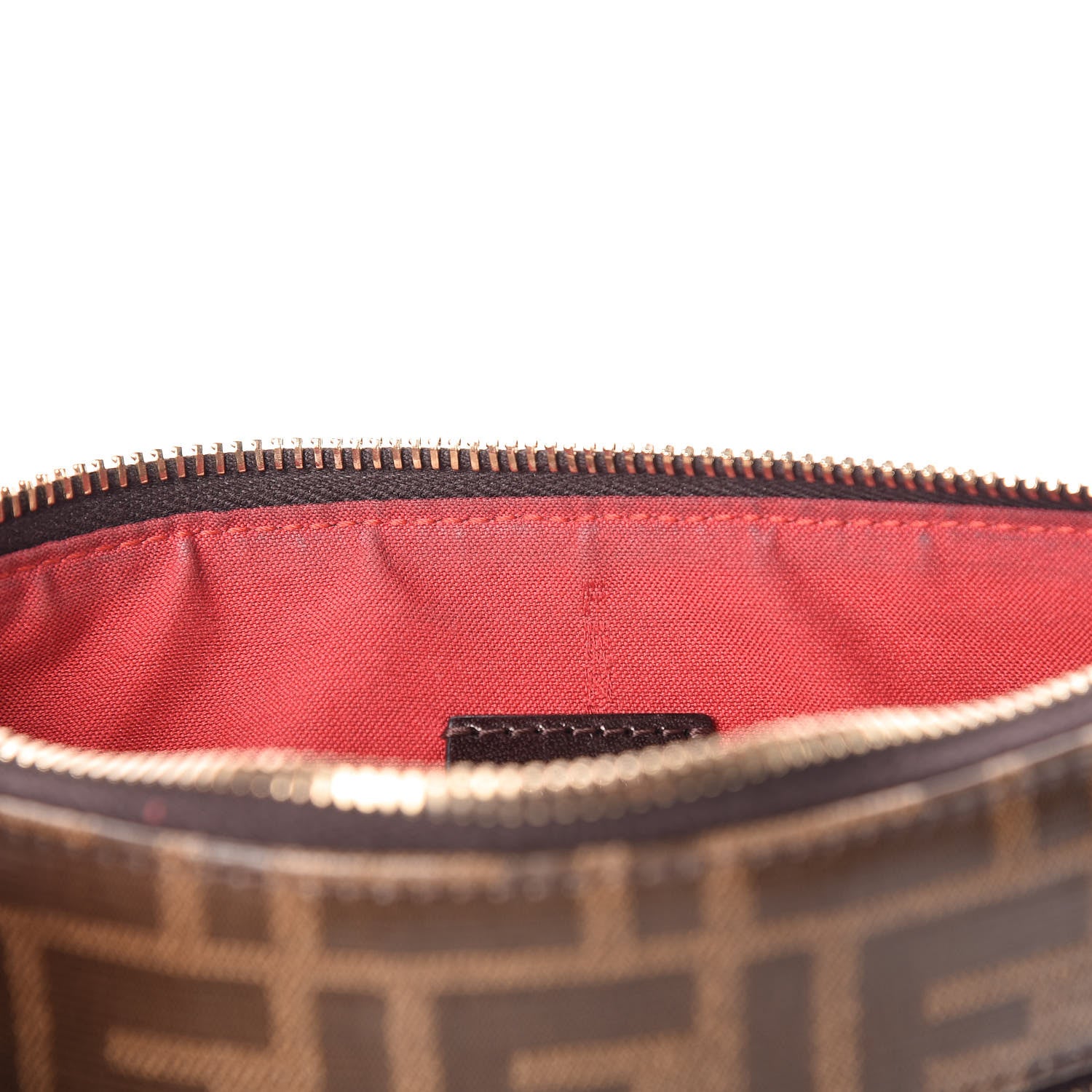 Fendi X FILA Glazed Fabric Vitello Century FF 1974 Mania Pouch Mogano Panna Blueberry 10 of 16