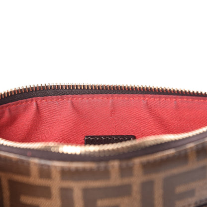 Fendi X FILA Glazed Fabric Vitello Century FF 1974 Mania Pouch Mogano Panna Blueberry 10 of 16