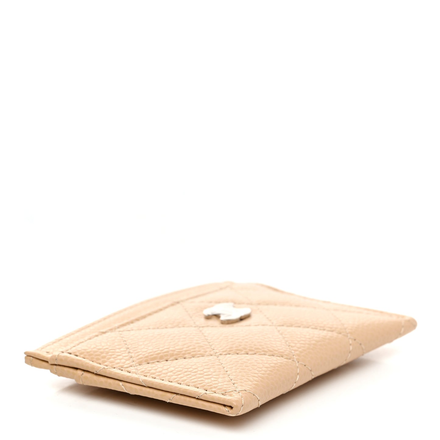 Caviar Quilted Card Holder Beige
