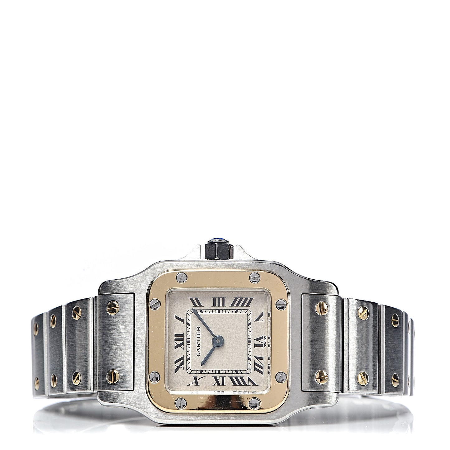 Stainless Steel 18K Yellow Gold 24mm Santos De Cartier Galbee Quartz Watch