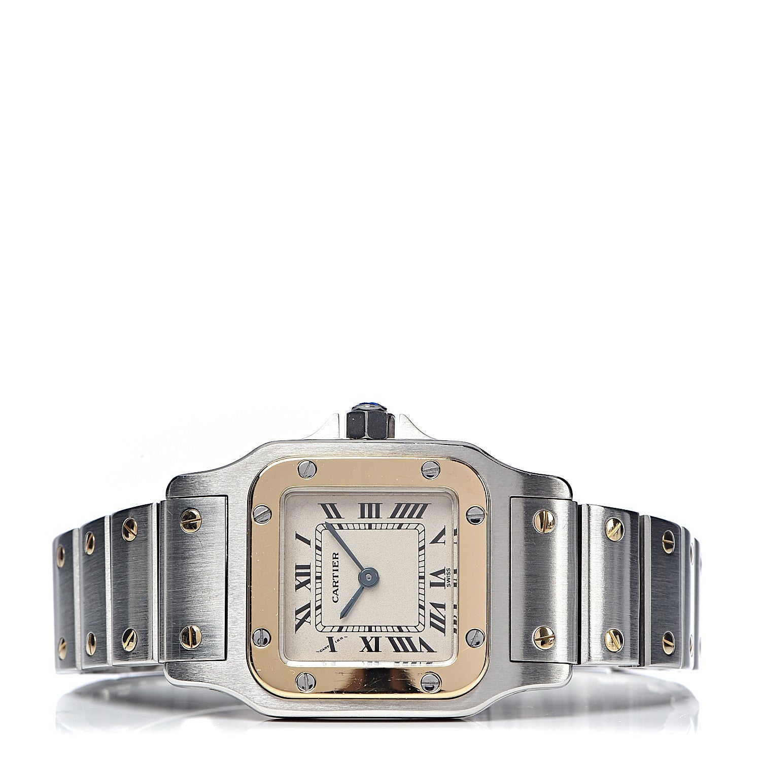 Cartier Stainless Steel 18K Yellow Gold 24mm Santos De Cartier Galbee Quartz Watch 3 of 7