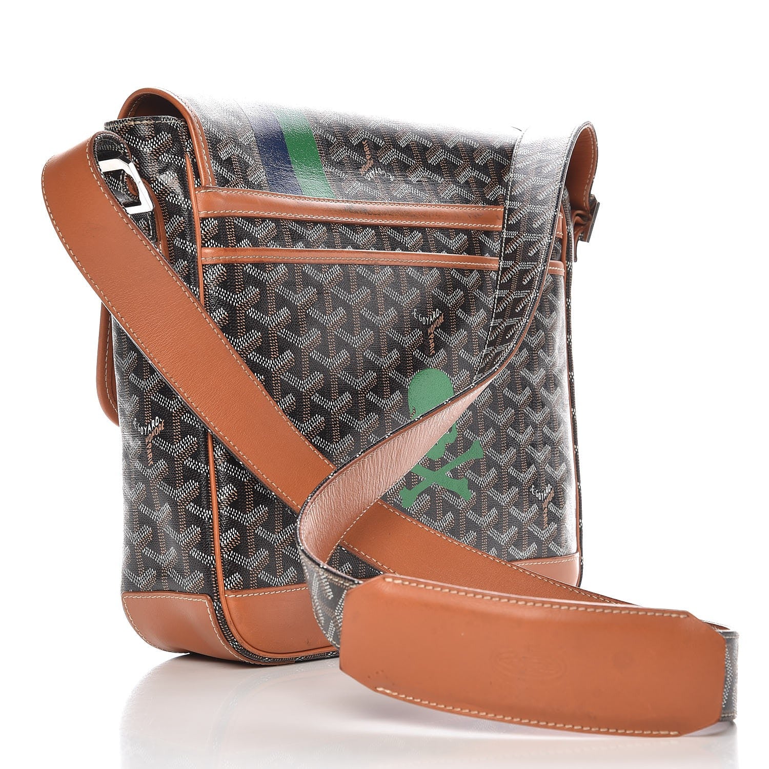 Goyard Chevron Grand Blue MM Black Gold 3 of 9