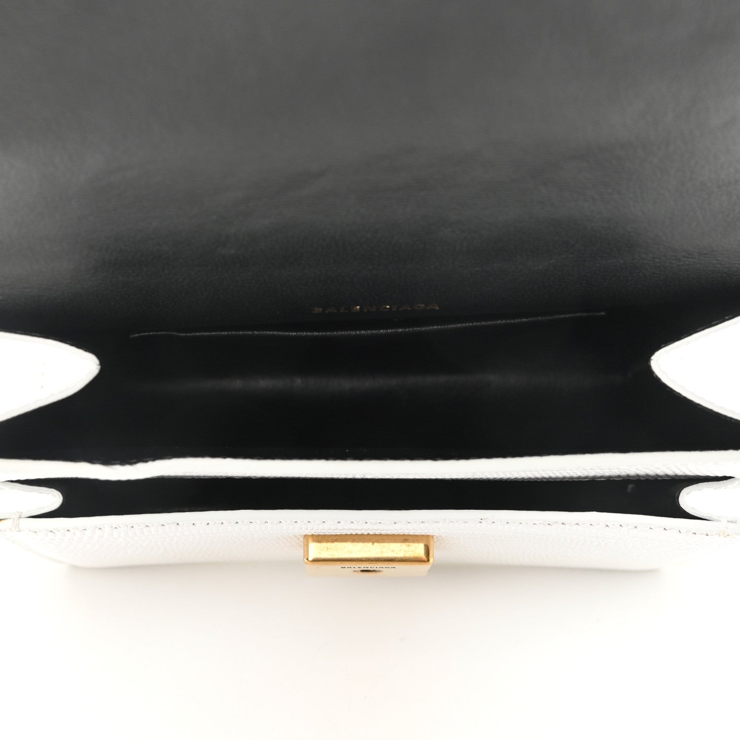 Balenciaga Patent Calfskin Lizard Embossed XS Sharp Top Handle Bag White 5 of 9