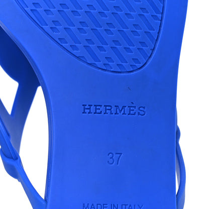 Hermes Rubber Womens Egerie Sandals  37 Bleu Outremer 6 of 9