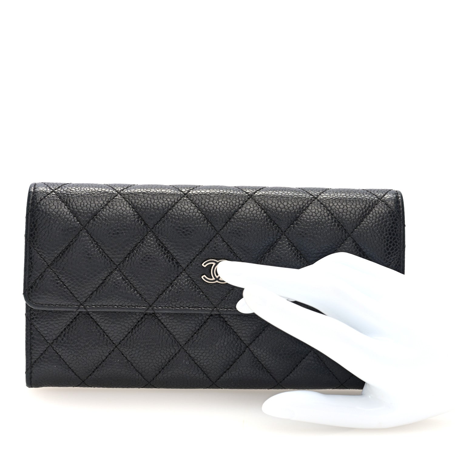 Chanel Caviar Quilted Large Gusset Flap Wallet Black 2 of 7