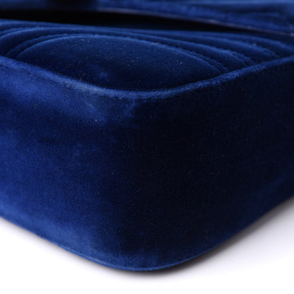 Gucci Velvet Matelasse Medium GG Marmont Shoulder Bag Cobalt Blue 11 of 12