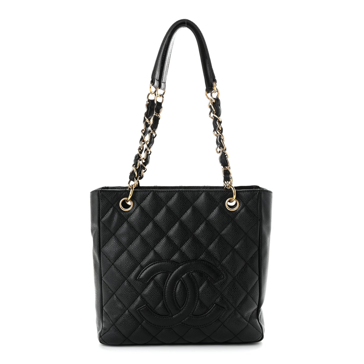 Caviar Quilted Petit Shopping Tote PST Black