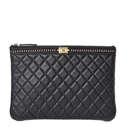 Chanel Calfskin Quilted Medium Boy Chain Around Cosmetic Case Black 1 of 7