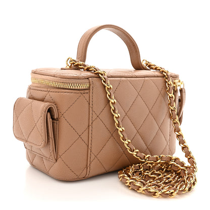 Chanel Caviar Quilted Polly Pocket East West Top Vanity With Chain Brown 3 of 11