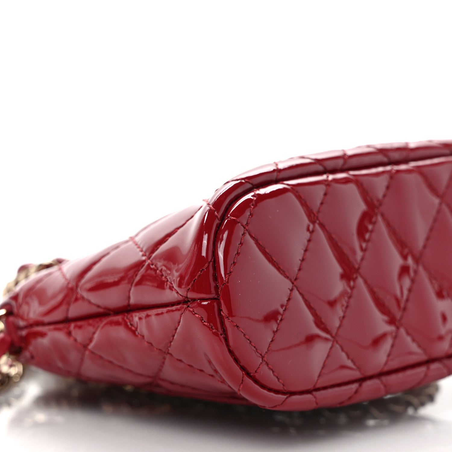 Chanel Patent Calfskin Quilted Shiny Coco Clutch With Chain Red 9 of 12