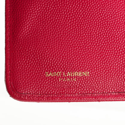 Saint Laurent Grain De Poudre Matelasse Chevron Monogram Phone Wallet Lipstick Fuchsia 6 of 7