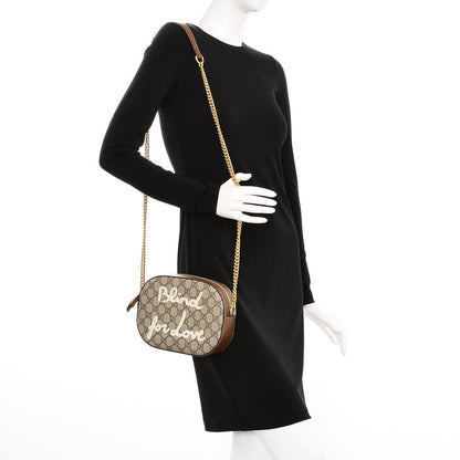 Gucci GG Supreme Monogram Blind For Love Embroidered Mini Chain Shoulder Bag Beige Tuscany 2 of 8
