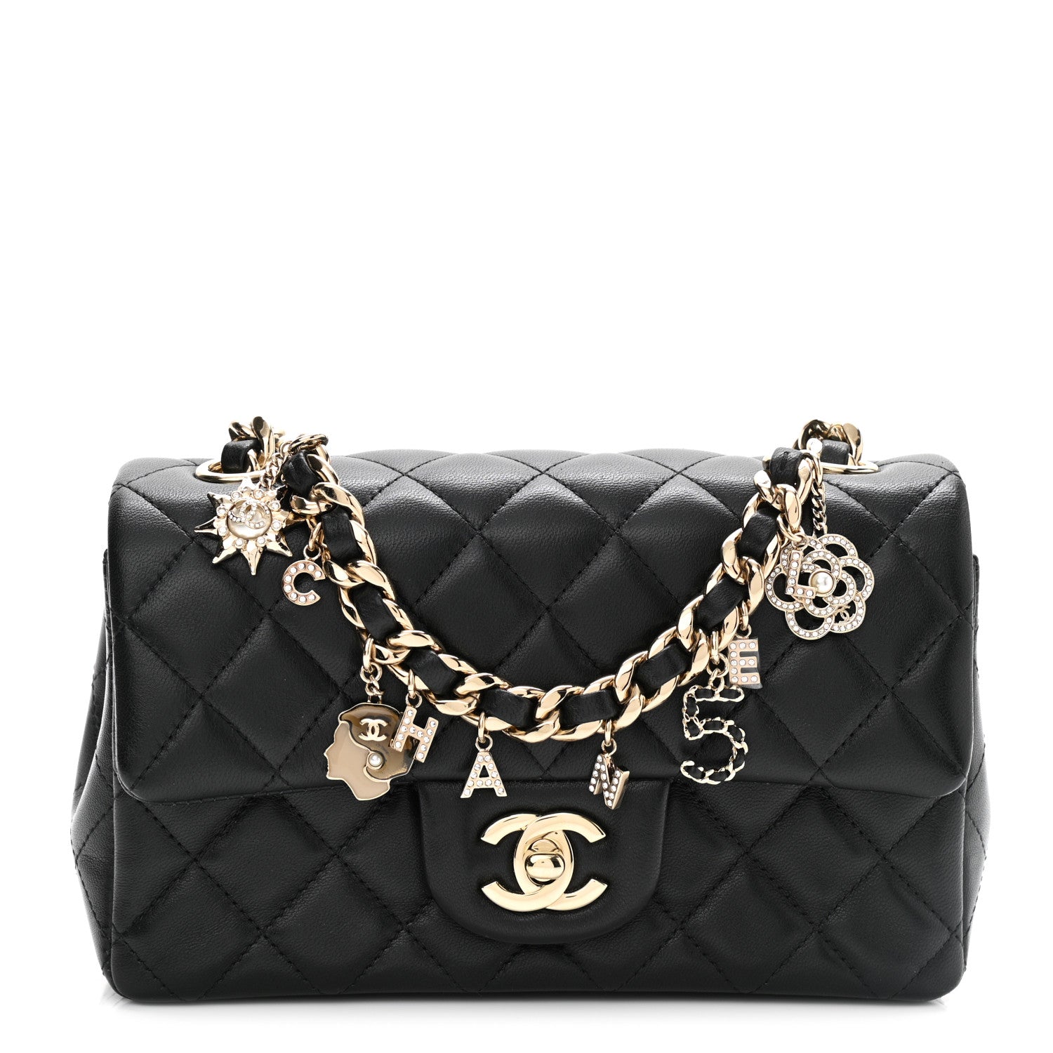 Chanel Lambskin Quilted Mini Coco Charms Rectangular Flap Black 1 of 13