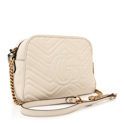 Gucci Calfskin Matelasse Medium GG Marmont Chain Shoulder Bag Mystic White 3 of 16
