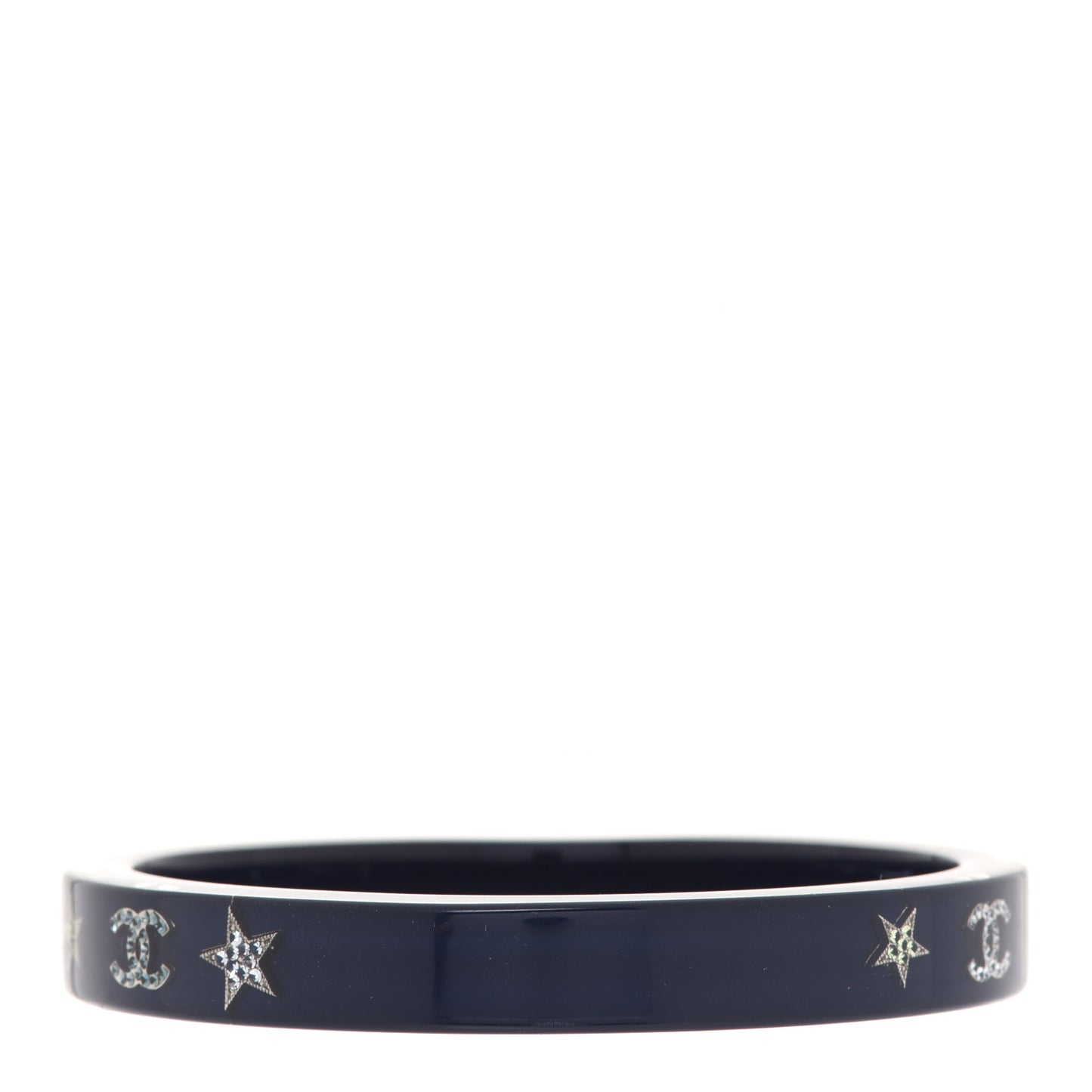 Resin Crystal CC Star Bangle Bracelet Blue