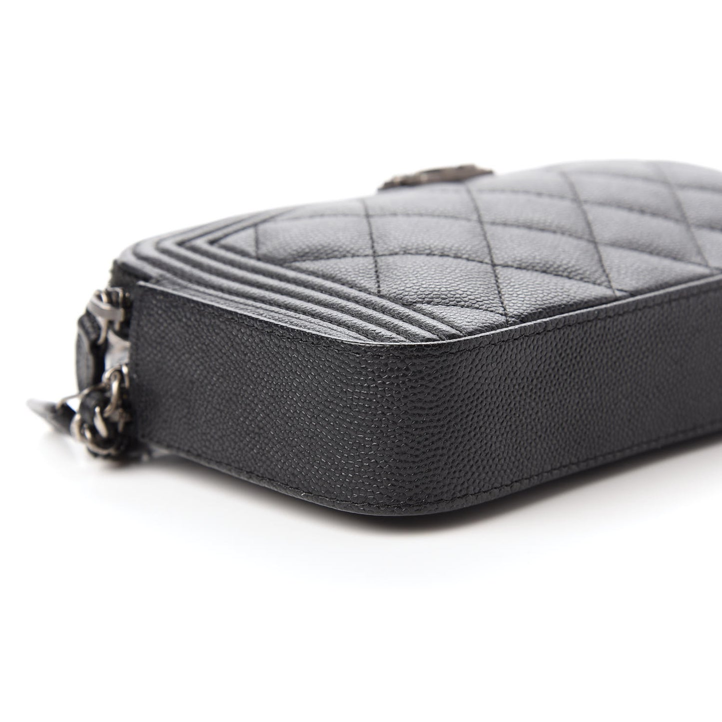 Caviar Quilted Small Boy Clutch With Chain Black