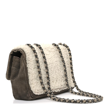 Chanel Shearling Sheepskin Denim Small Paris Dallas Sheriff's Star Flap Brown White 3 of 11