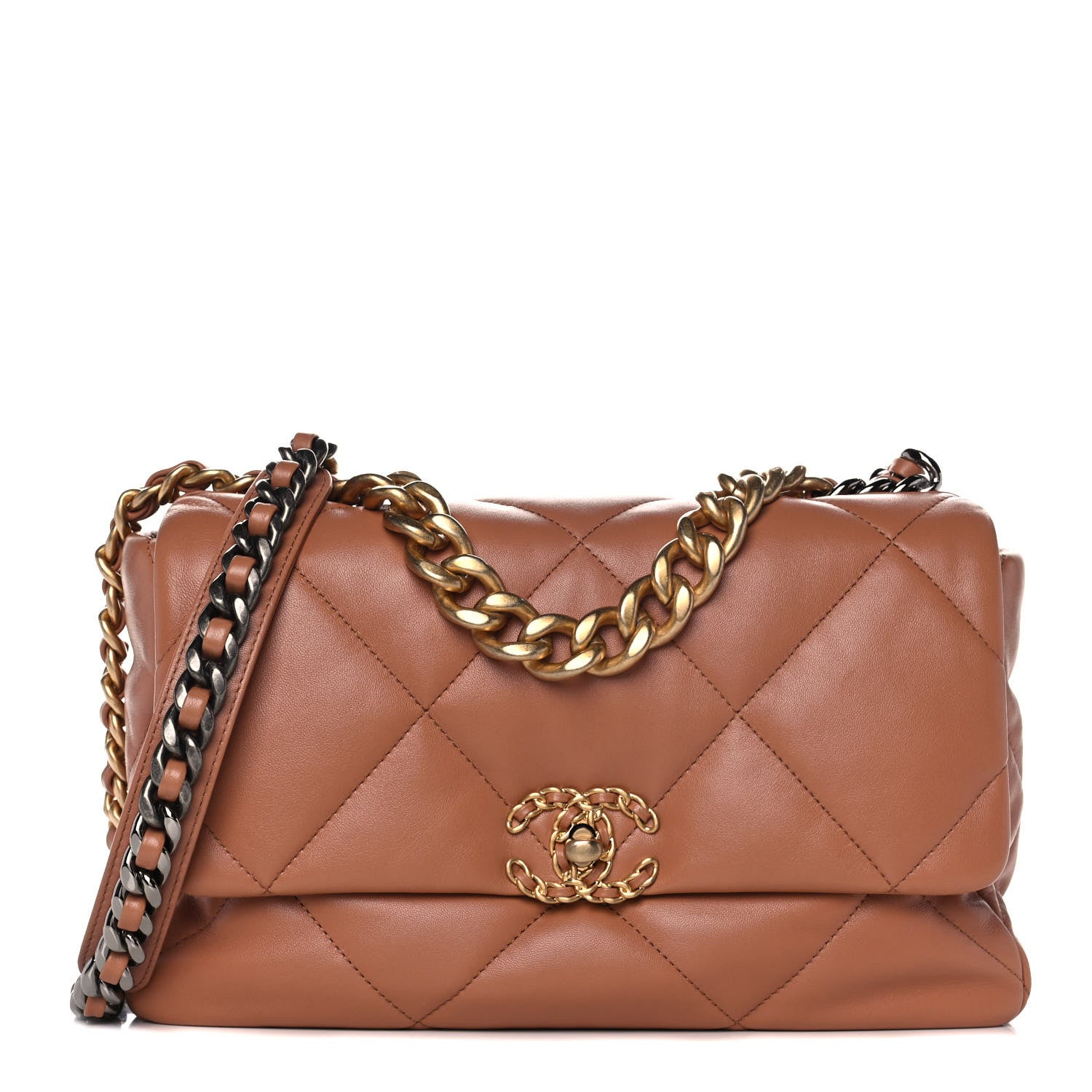 Chanel Lambskin Quilted Large Chanel 19 Flap Brown 1 of 15