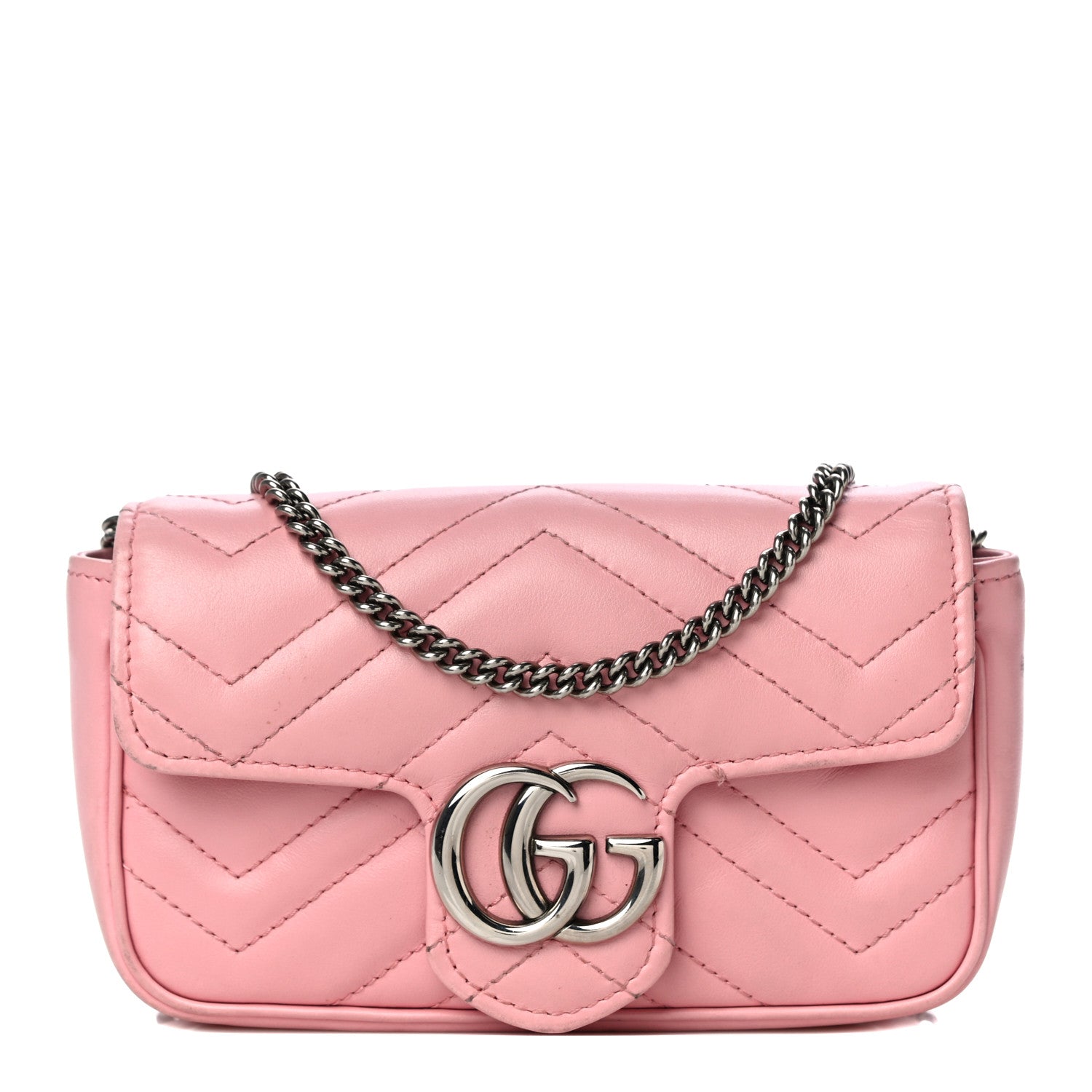 Gucci Calfskin Matelasse Super Mini GG Marmont Shoulder Bag Wild Rose 1 of 17