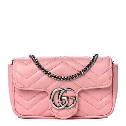 Gucci Calfskin Matelasse Super Mini GG Marmont Shoulder Bag Wild Rose 1 of 17