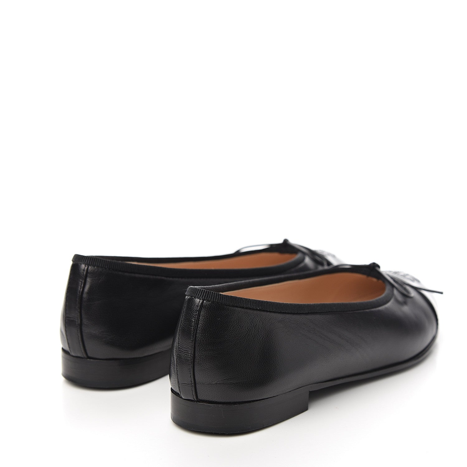 Chanel Lambskin Patent CC Cap Toe Ballerina Flats 36.5 Black 4 of 9