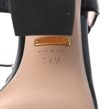 Gucci Nappa Willow Pearl T-Strap Sandals 37.5 Black 13 of 18