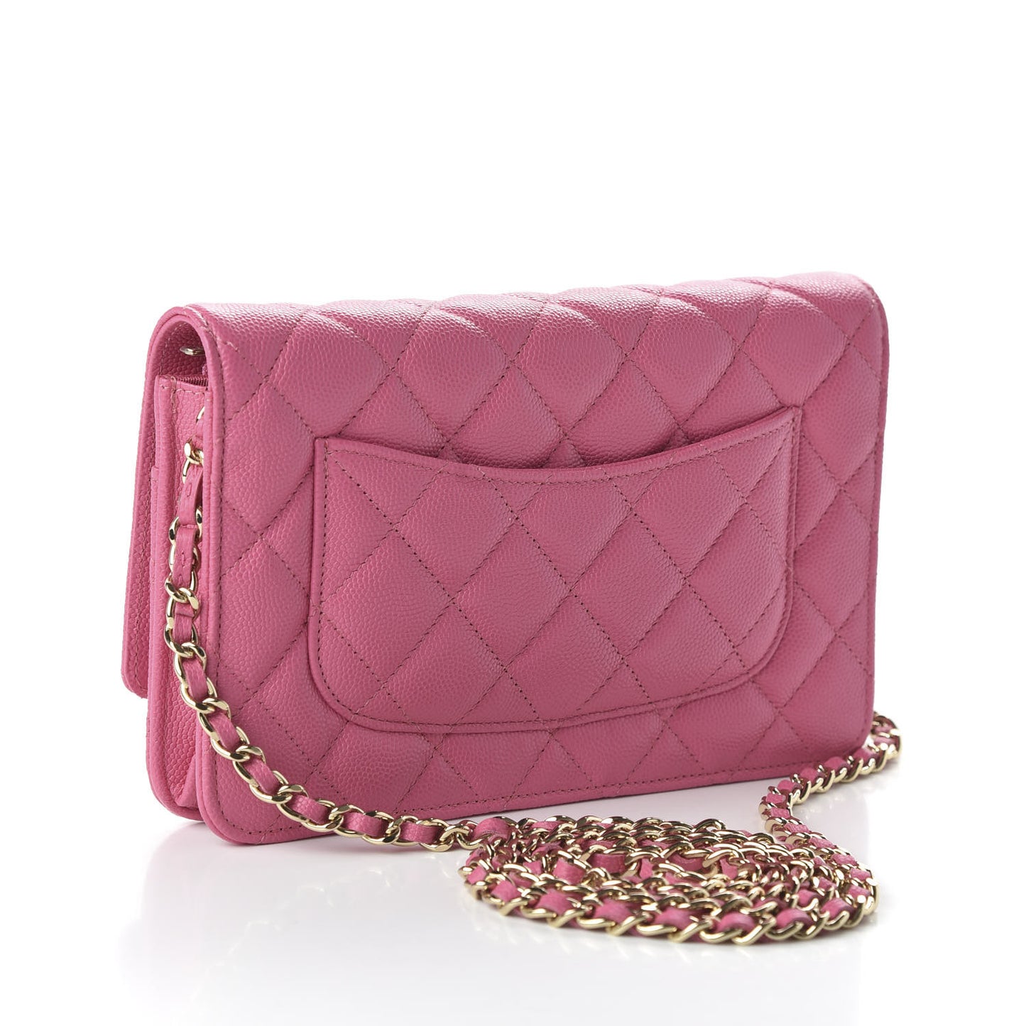 Caviar Quilted Wallet on Chain WOC Pink