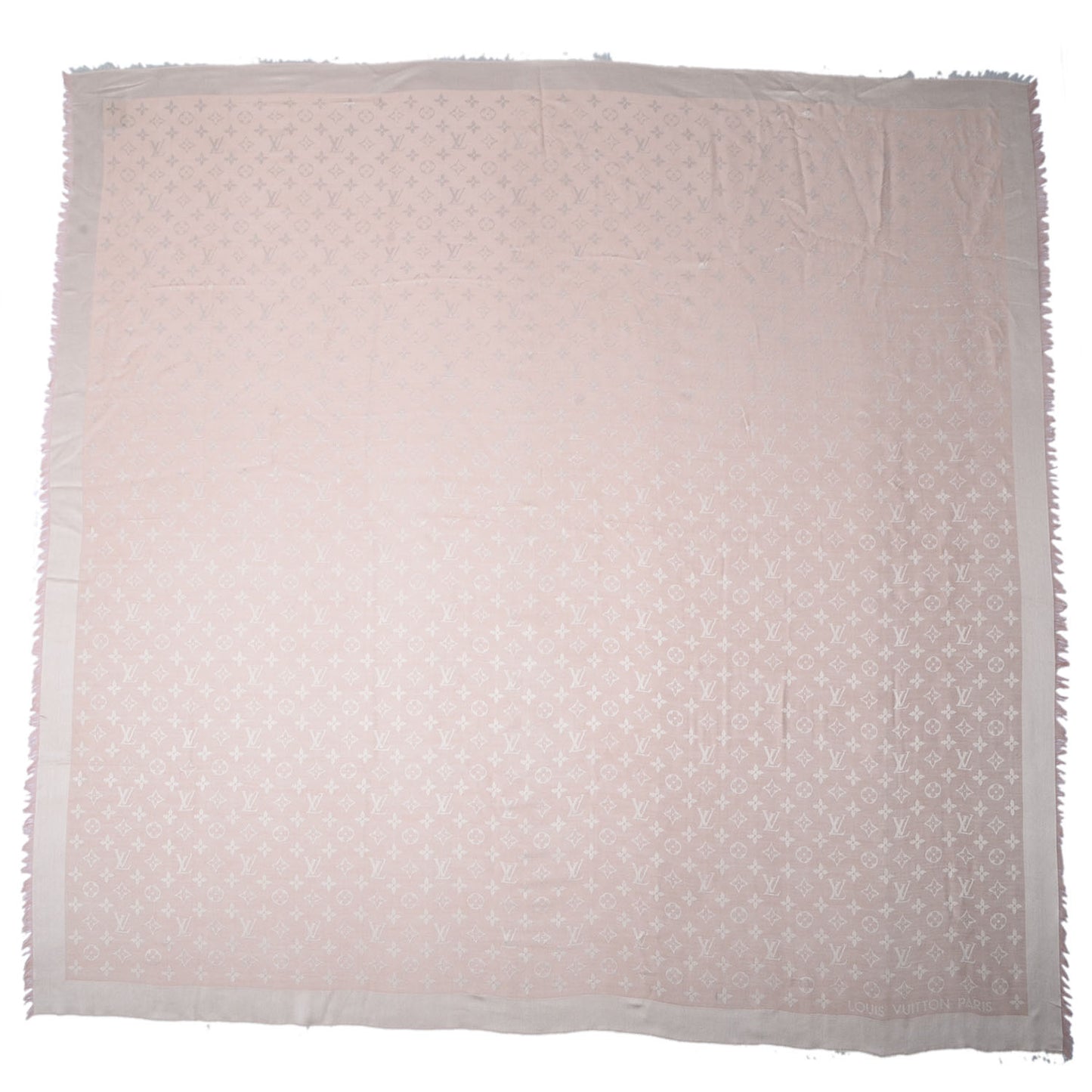 Silk Wool Monogram Denim Shawl Rose