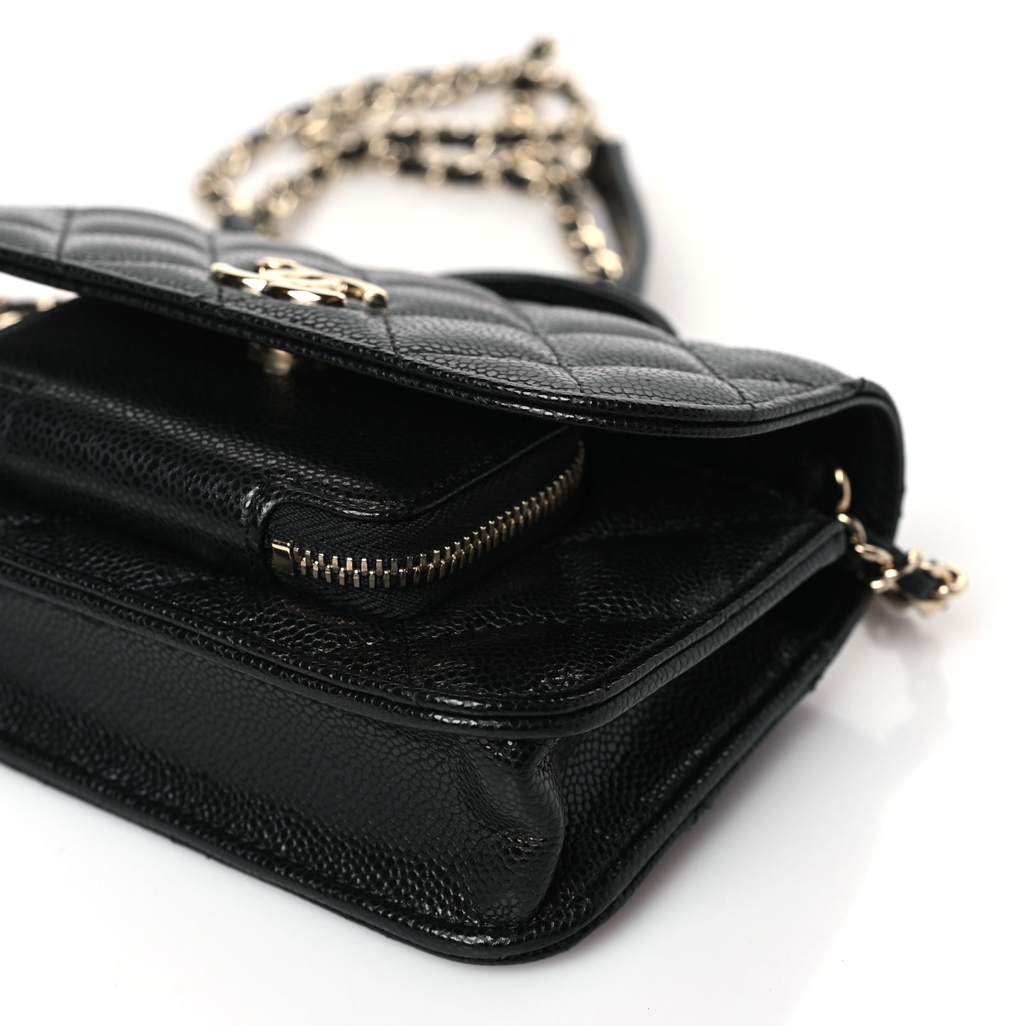 Caviar Quilted Business Affinity Clutch With Chain Black