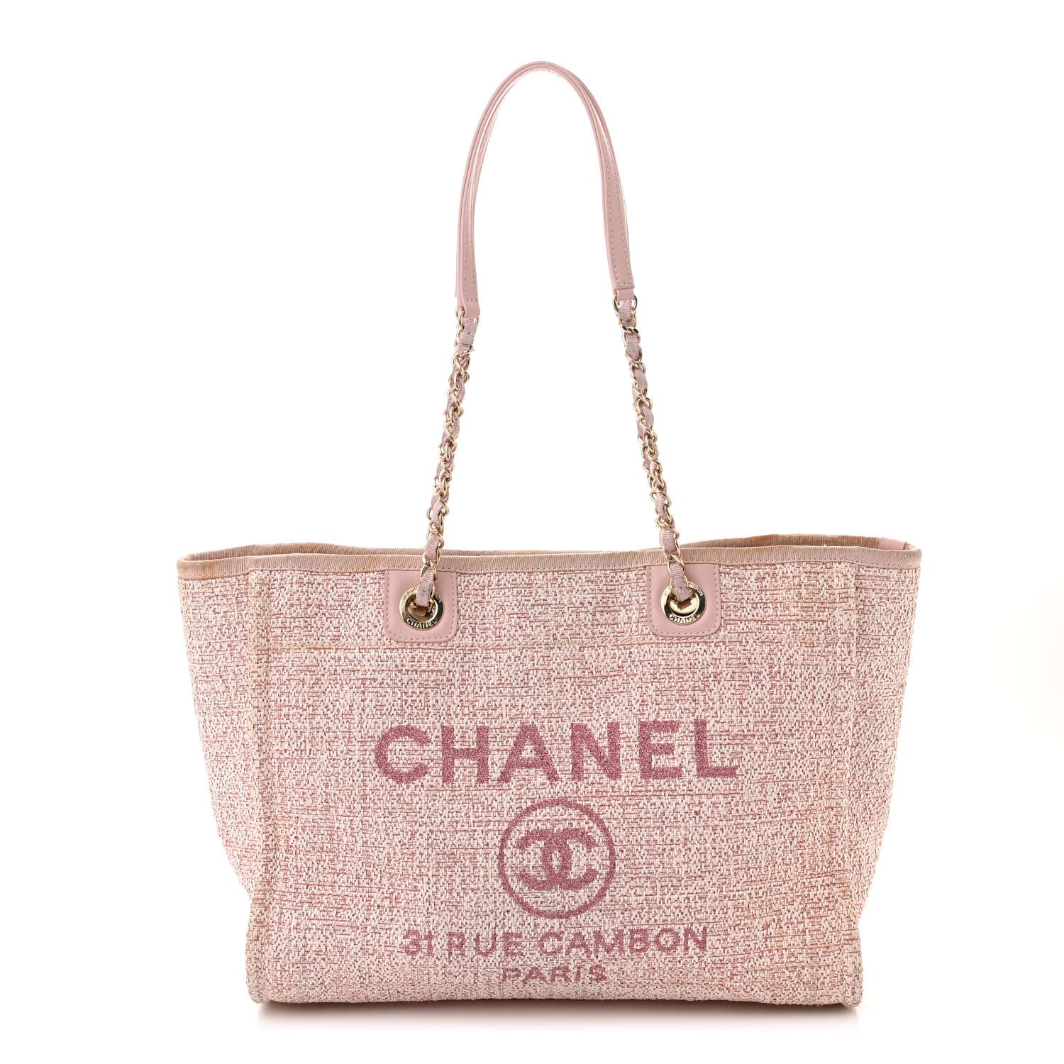 Chanel Lurex Boucle Small Deauville Tote Pink 1 of 13