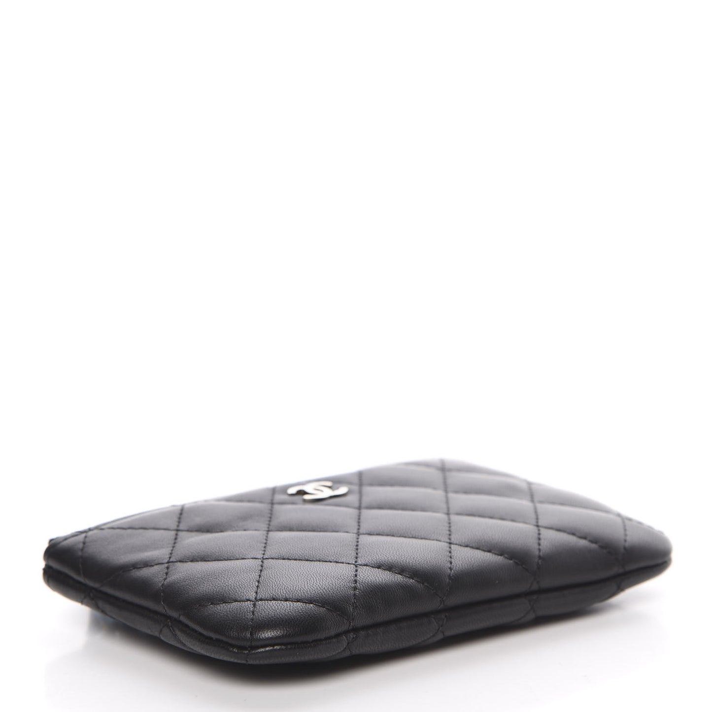 Lambskin Quilted Small Casino Cosmetic Case Black